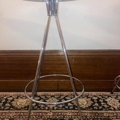 3 Swivel leather and chrome bar stools