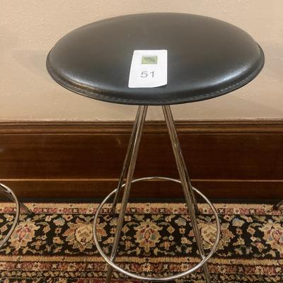 3 Swivel leather and chrome bar stools