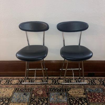 Modern Leather & Chrome bar height chairs