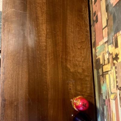 Vintage writing desk with leather top stool