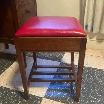 Vintage writing desk with leather top stool