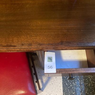 Vintage writing desk with leather top stool
