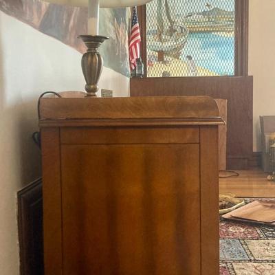 Vintage  shoe cabinet and small table top lamp
