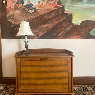 Vintage  shoe cabinet and small table top lamp