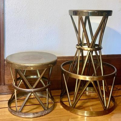 Brass stool and matching side table