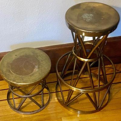 Brass stool and matching side table