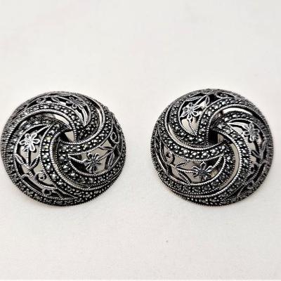 Lot #167  Judith Jack Sterling Silver & Marcasite Clip Earrings