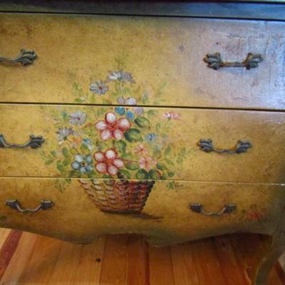 Bombay Style Storage Chest with Floral Design- Measures Approx 33
