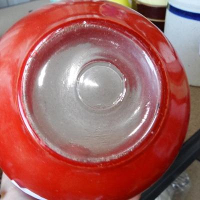 Orange Painted Glass Vase and Candle Holder