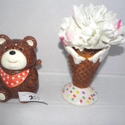 Honey Pot and Ice Cream Cone Vase