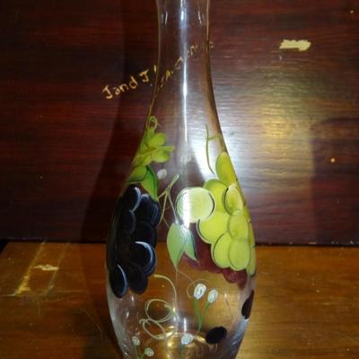 LARGE PAINTED GRAPE VASE/WINE BOTTLE