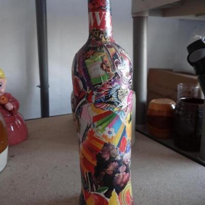 RETRO PAPERMACHE WINE BOTTLE
