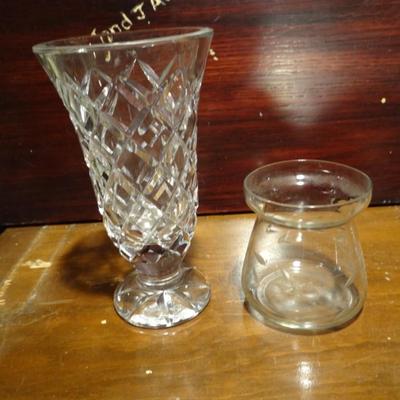 SMALL CUT AND ETCHED GLASS VASES
