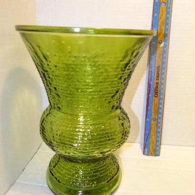 Vintage Tall Green Beehive Vase