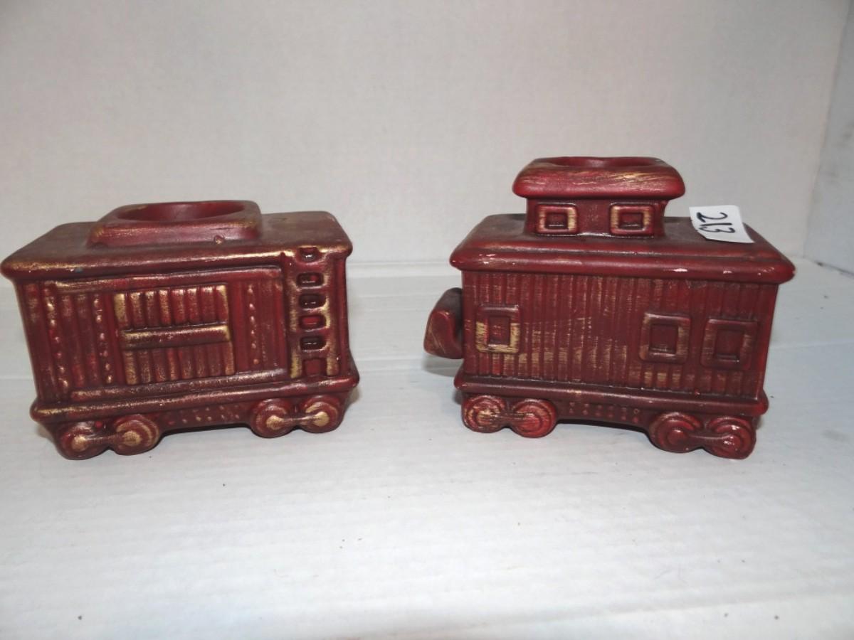Wooden Train Candle Holders