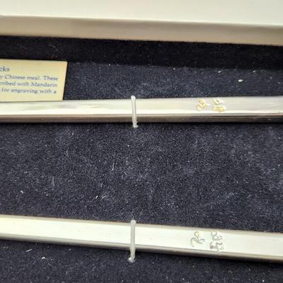 Lot #179  Pair Silver Plate Reed & Barton Chopsticks
