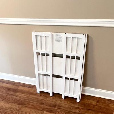 Pair (2) White Wood Folding Shelving Units