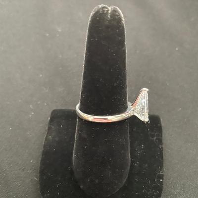 3 CARAT STERLING SILVER PEAR SHAPE SOLITAIRE