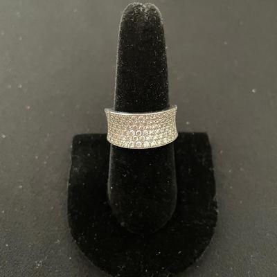 WIDE BAND STERLING SILVER W/CUBIC ZIRCONIAS
