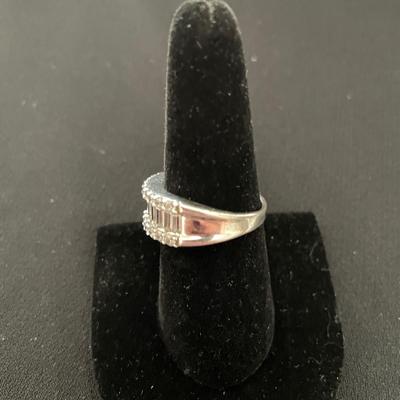 BEAUTIFUL STERLING SILVER WIDE BAND W/CUBIC ZIRCONIAS