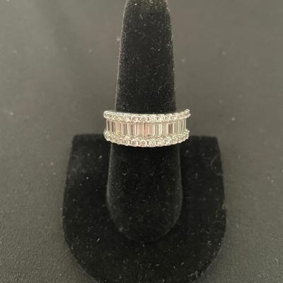 BEAUTIFUL STERLING SILVER WIDE BAND W/CUBIC ZIRCONIAS