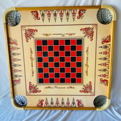 Carrom Game Tabletop  and Roll Up Checkerboard (GR-SL)