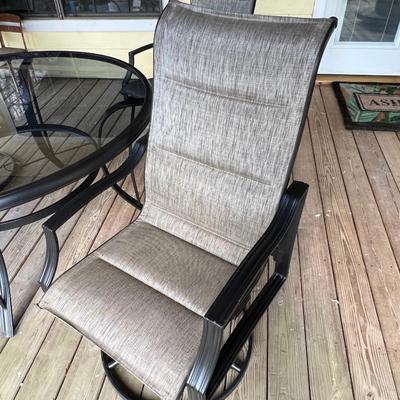 HAMPTON BAY ~ Metal Glass Top Table & Four (4) Swivel Chairs