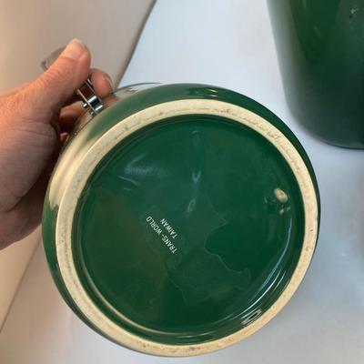 Set of 4 Dark Green Ceramic Kitchen Canisters | EstateSales.org