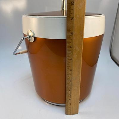 Vintage Retro West Bend Thermo-serve Metallic Bronze Copper & White Plastic Ice Bucket