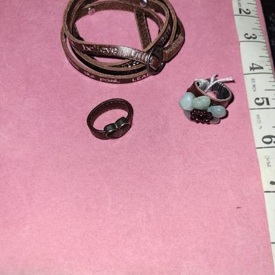 Leather Bracelet/2 Rings