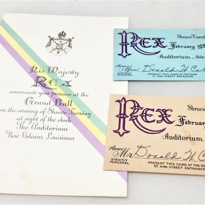 Lot #180  Rex Mardi Gras Ball Invitation with 2 Admit cards - 1970, Municipal Auditorium