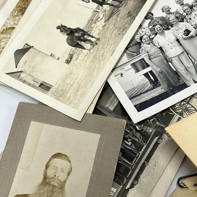 Vintage Lot of Black & White Photographs Family Artifacts Keepsakes Antique Cabinet Cards & More