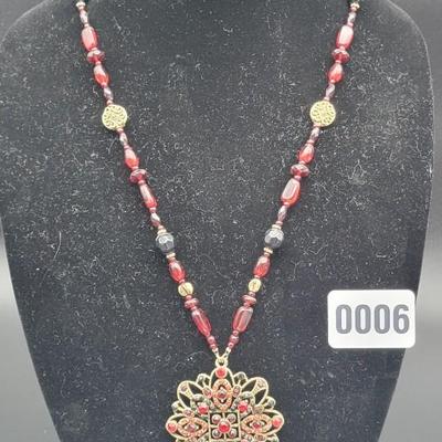 Red Medallion Necklace