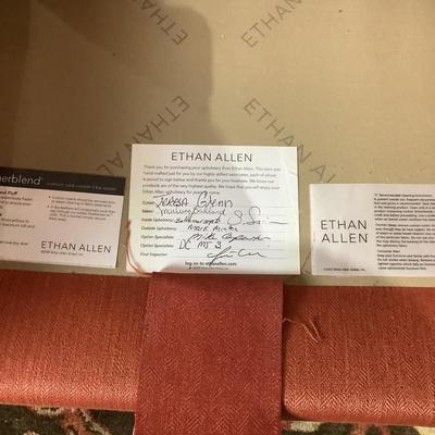 501 Ethan Allen Feather Blend Rust Colored Tweed Pattern Sofa