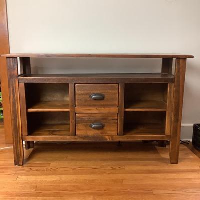 506 Rustic Console Table with Two Drawers and Shelves