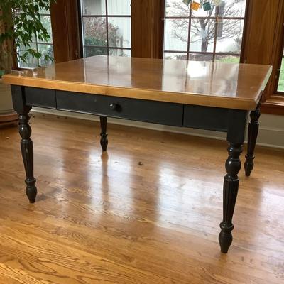 512 Black and Wood Top Painted Table with Single Drawer