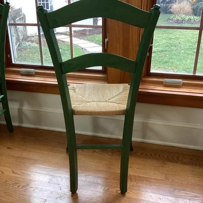 513 Set of Six Green Rush Seat Italian Dining Room Chairs