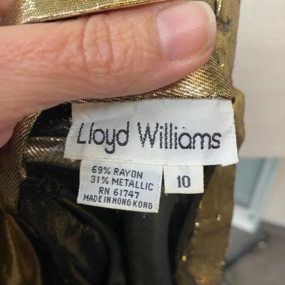 Vintage Retro Lloyd Williams Gold Lame Metallic Pullover Blouse Top with Matching Belt