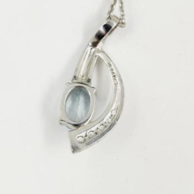 .925 SILVER W/ BLUE TOPAZ PENDANT W/ CHAIN