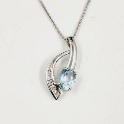 .925 SILVER W/ BLUE TOPAZ PENDANT W/ CHAIN