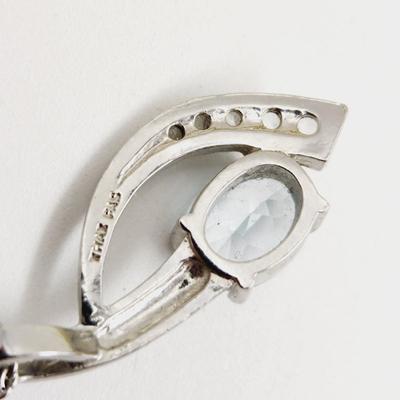 .925 SILVER W/ BLUE TOPAZ PENDANT W/ CHAIN