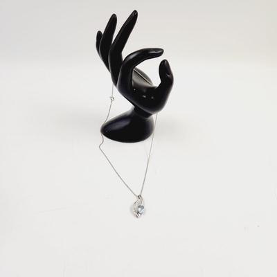 .925 SILVER W/ BLUE TOPAZ PENDANT W/ CHAIN