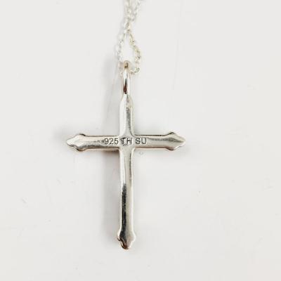 . 925 SILVER MULTI TONE CROSS PENDANT & NECKLACE
