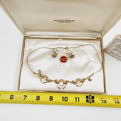VINTAGE VAN DELL 12 KT GOLD FILLED FILIGREE NECKLACE & EARRING SET