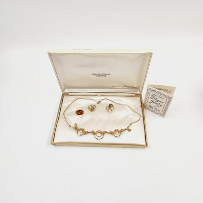 VINTAGE VAN DELL 12 KT GOLD FILLED FILIGREE NECKLACE & EARRING SET