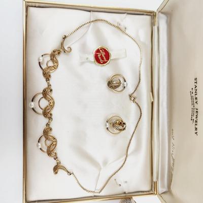 VINTAGE VAN DELL 12 KT GOLD FILLED FILIGREE NECKLACE & EARRING SET
