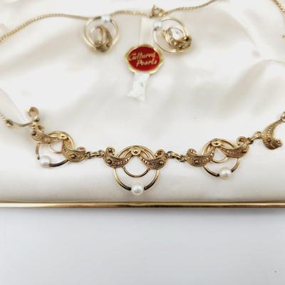 VINTAGE VAN DELL 12 KT GOLD FILLED FILIGREE NECKLACE & EARRING SET