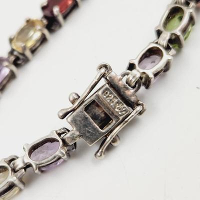 .925 SILVER & CRYSTAL w/ NATURAL SEMI STONE TENNIS BRACELET