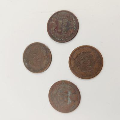 4 - 1887 INDIAN HEAD PENNIES