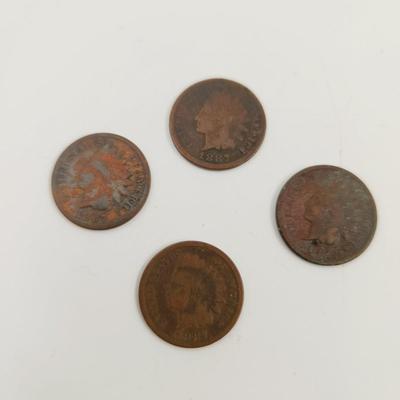 4 - 1887 INDIAN HEAD PENNIES
